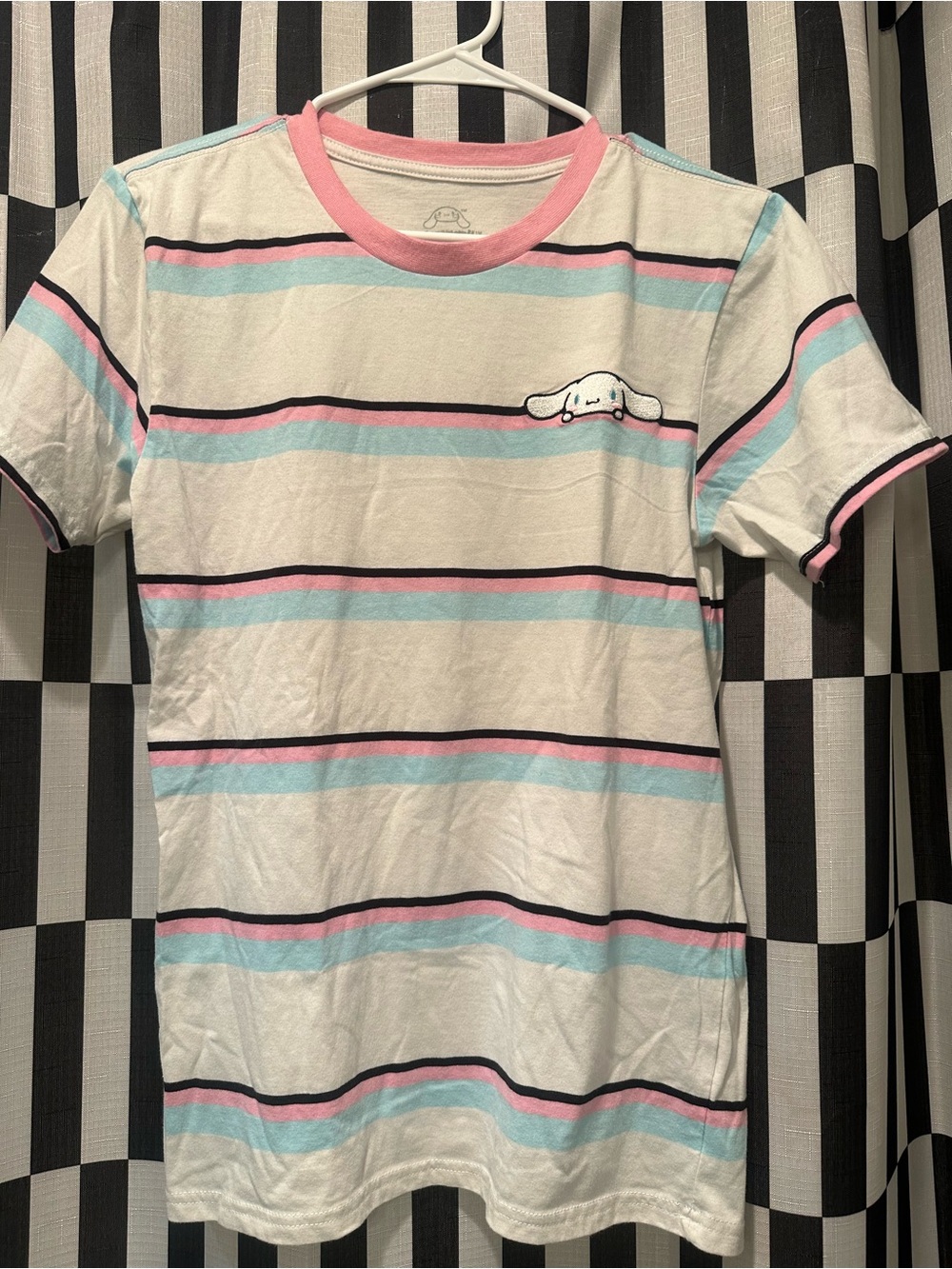 Mens Cinnamoroll Striped Embroidered T-shirt